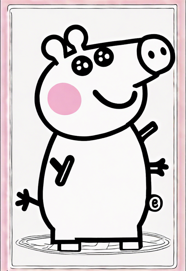 A coloring page of Peppa Pig
