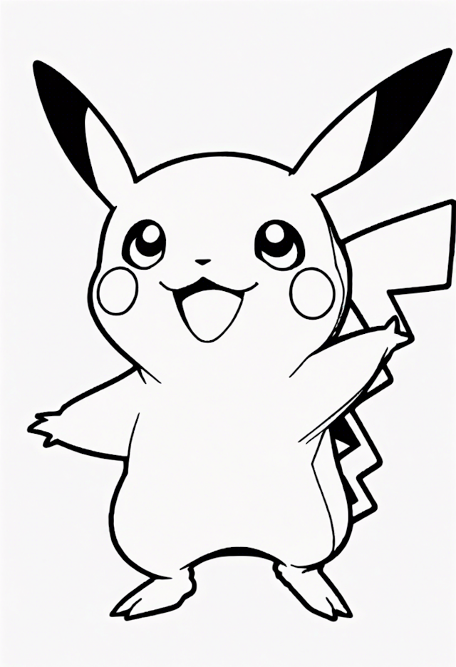 A coloring page of Proud Pikachu