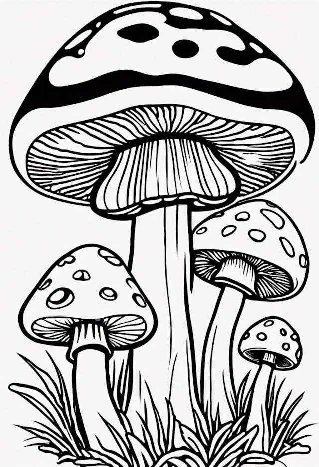 A coloring page of Rainbow Mushroom