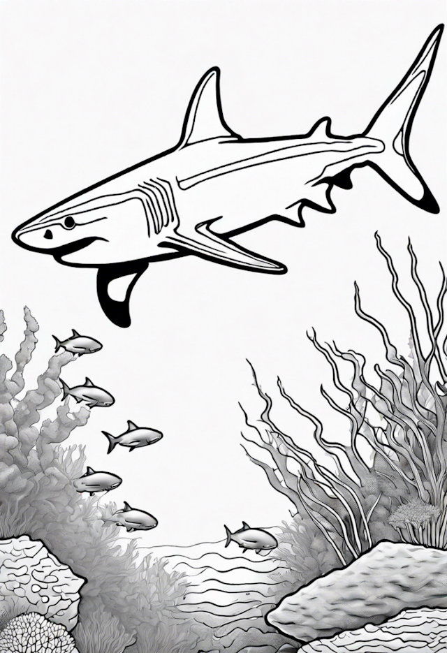 A coloring page of Reef Shark