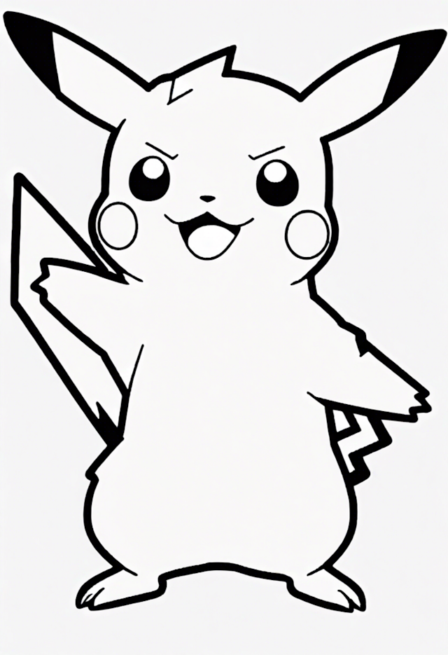 A coloring page of Relieved Pikachu