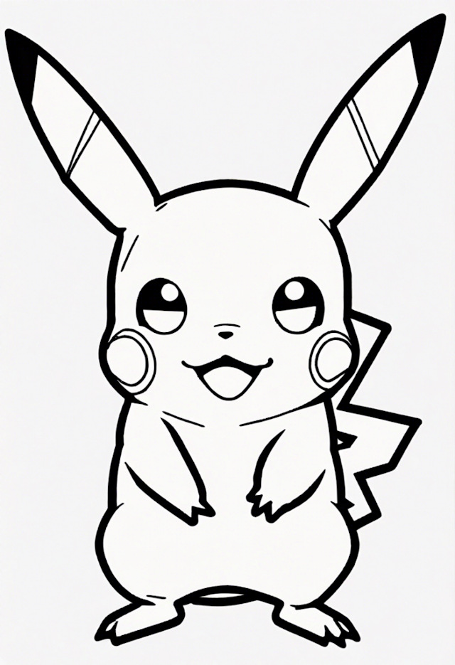A coloring page of Sad Pikachu