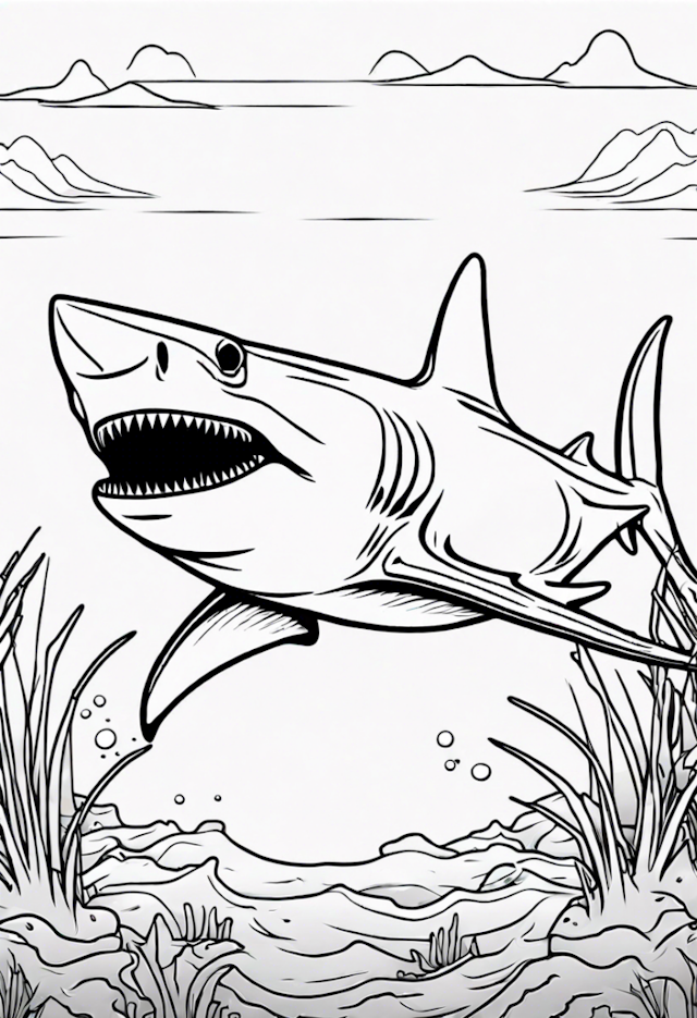 A coloring page of Saw Shark