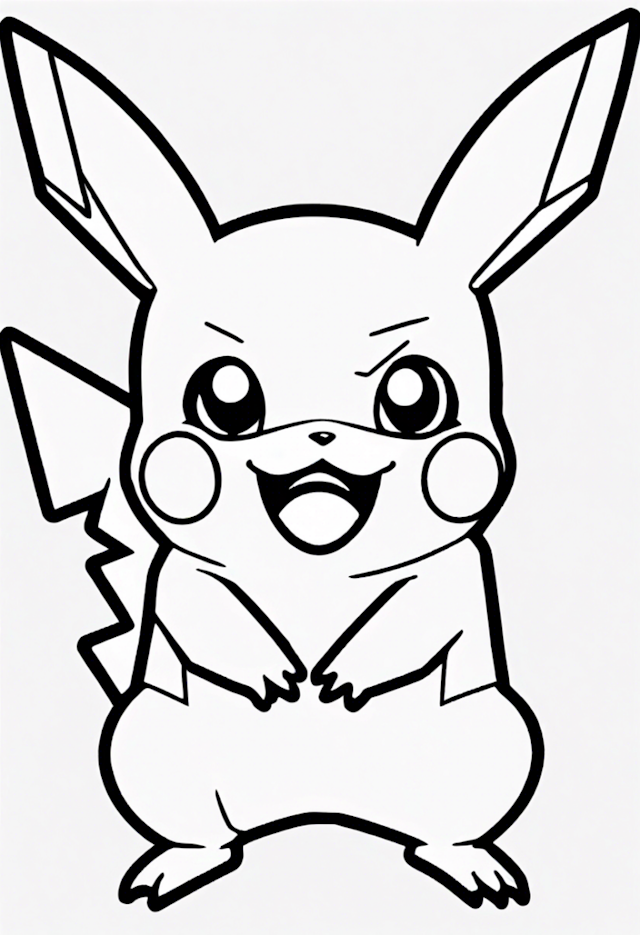 A coloring page of Scared Pikachu