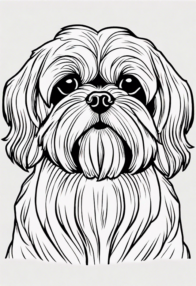 A coloring page of Shih Tzu