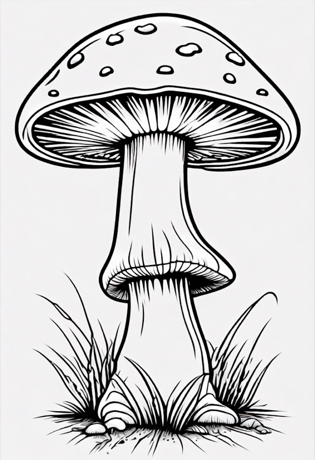A coloring page of Smiling Mushroom
