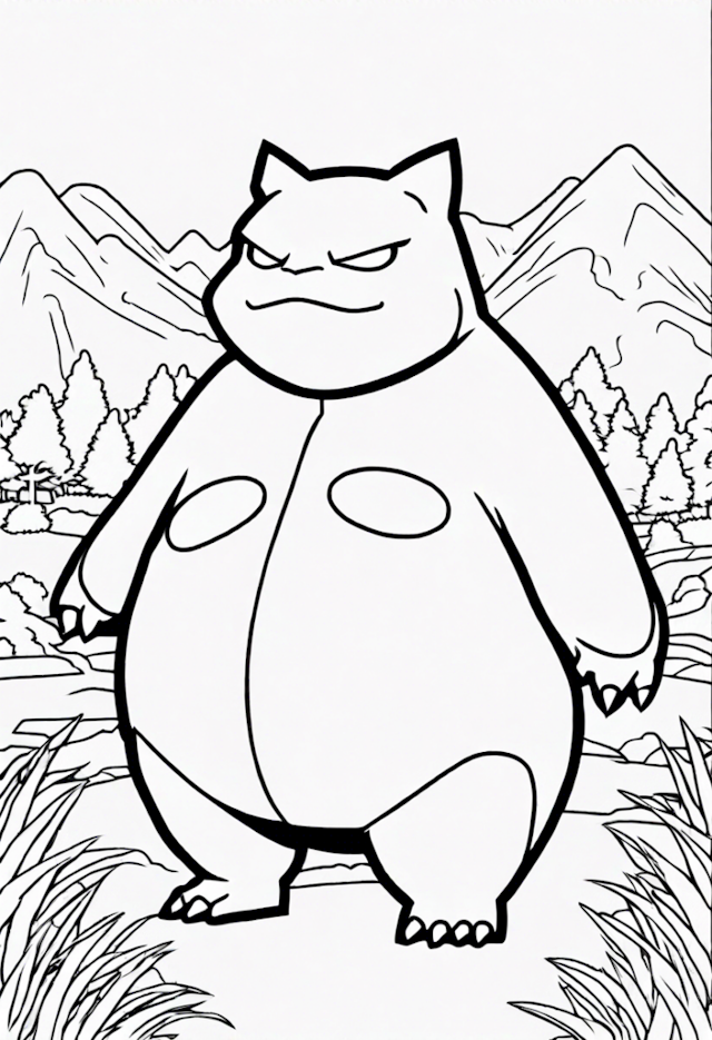 A coloring page of Snorlax