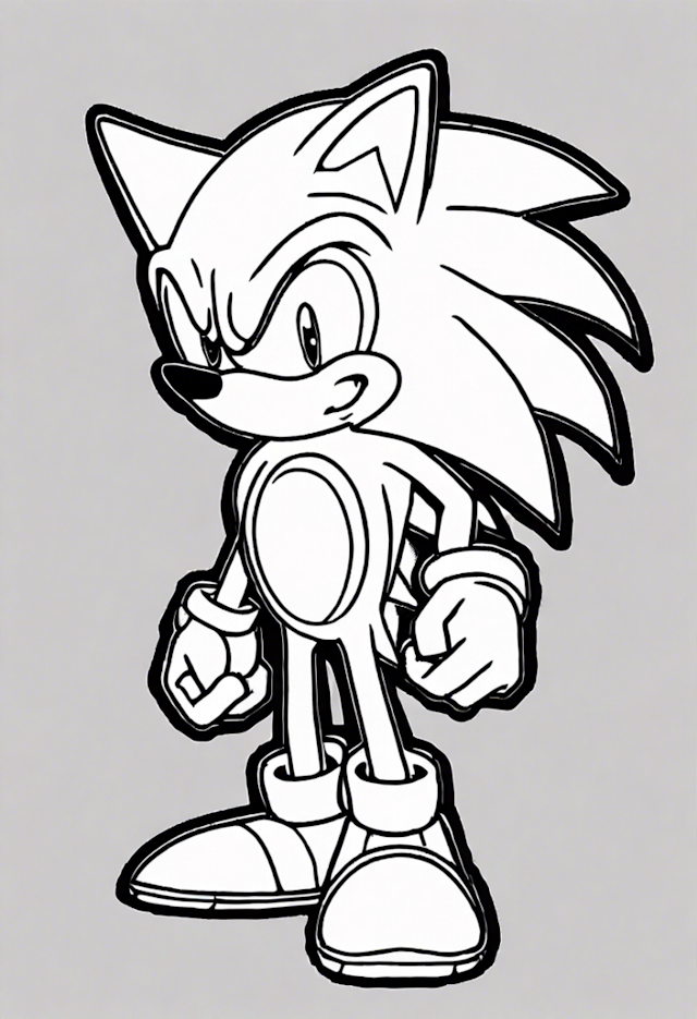 A coloring page of Sonic