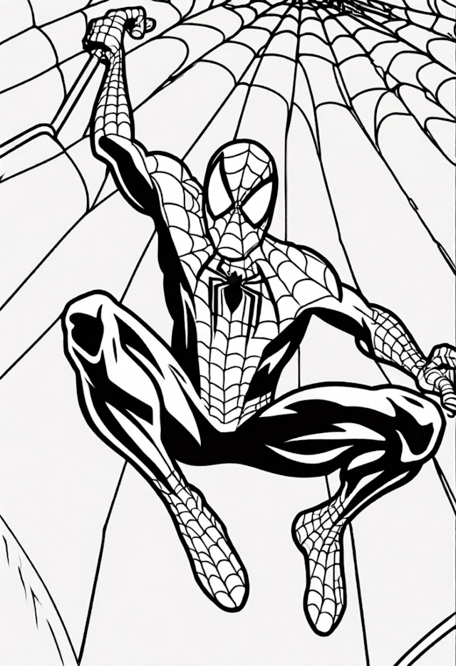 A coloring page of Spiderman At The Amusement Park
