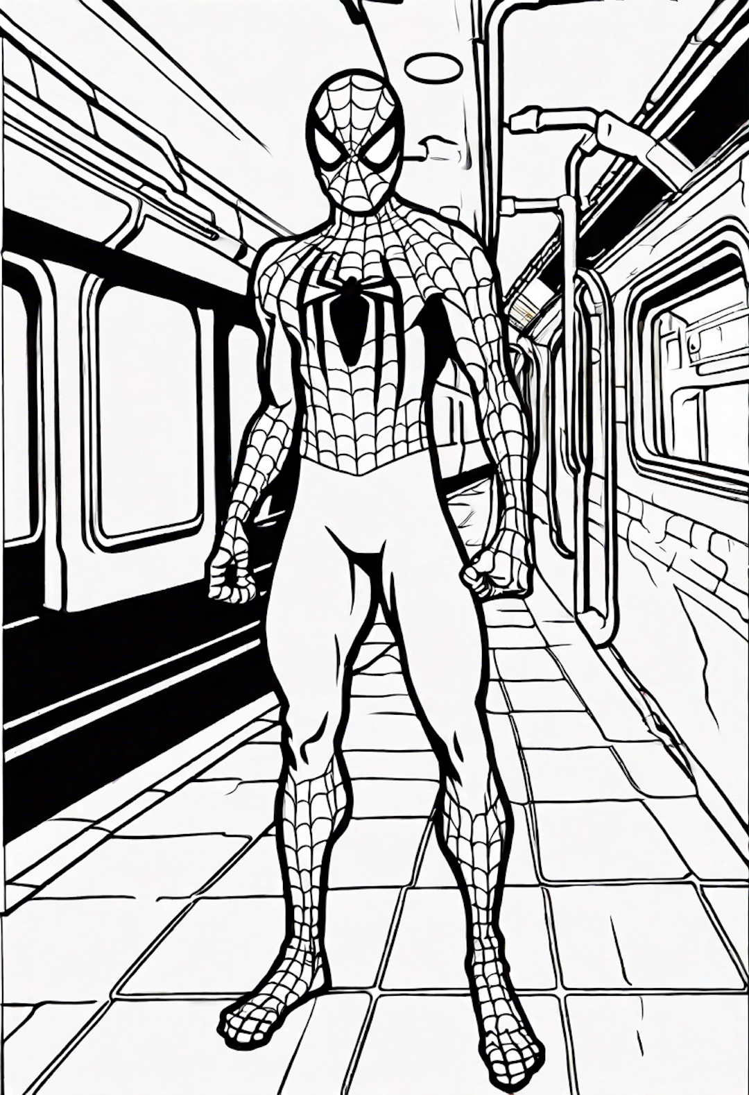 Spiderman Facing Sandman In The Subway