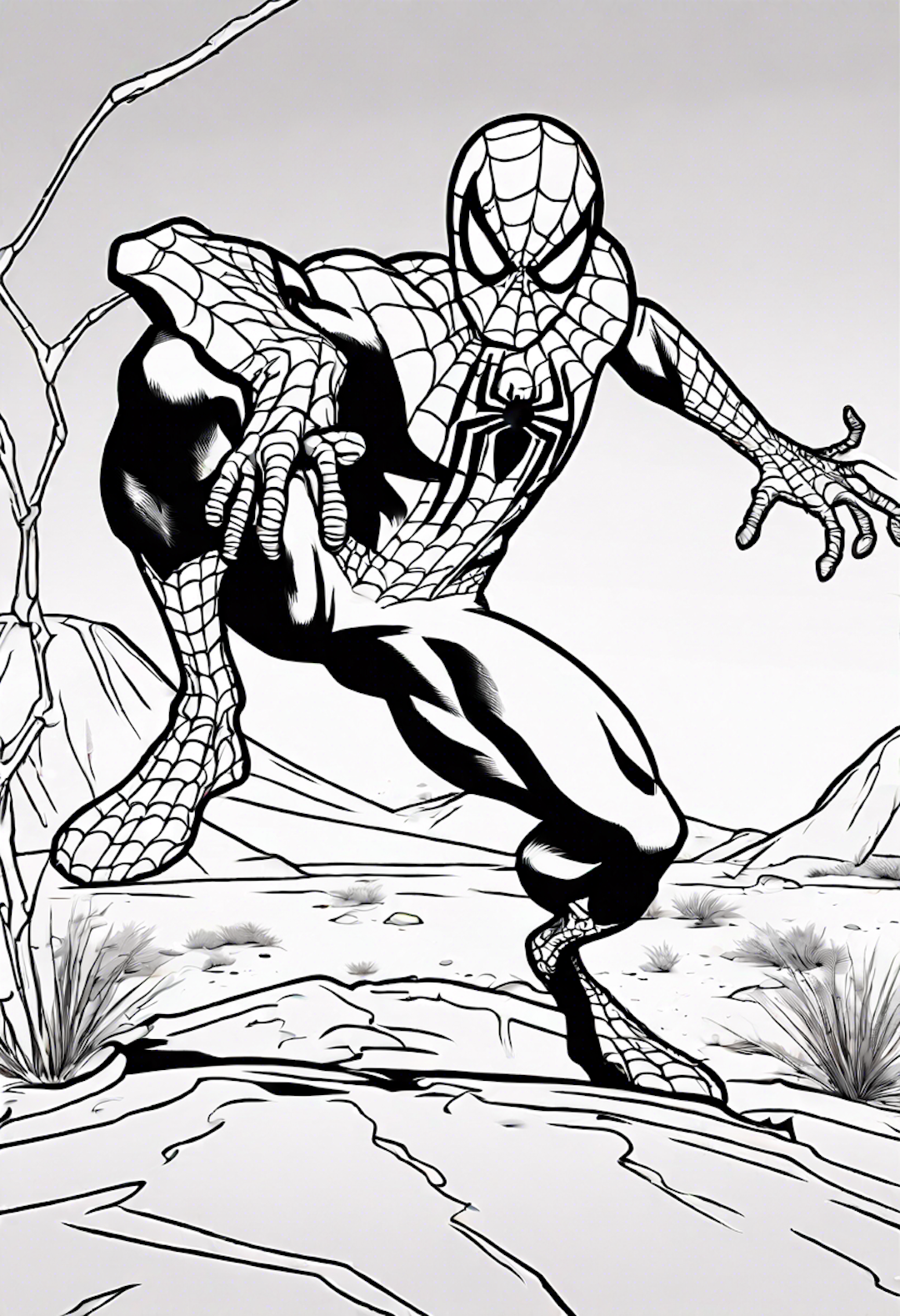 Spiderman In A Confrontation With Scorpion In A Desert