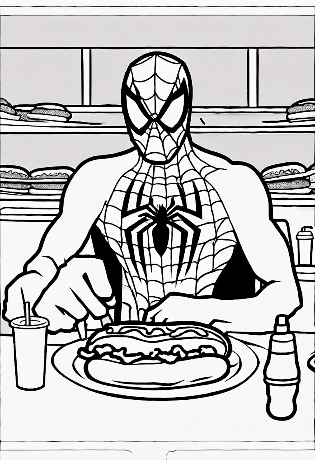 Spiderman In A Hot Dog Eating Contest At Coney Island