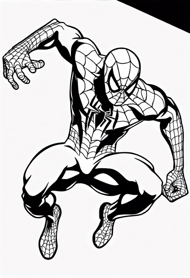 A coloring page of Spiderman In A Race With Quicksilver