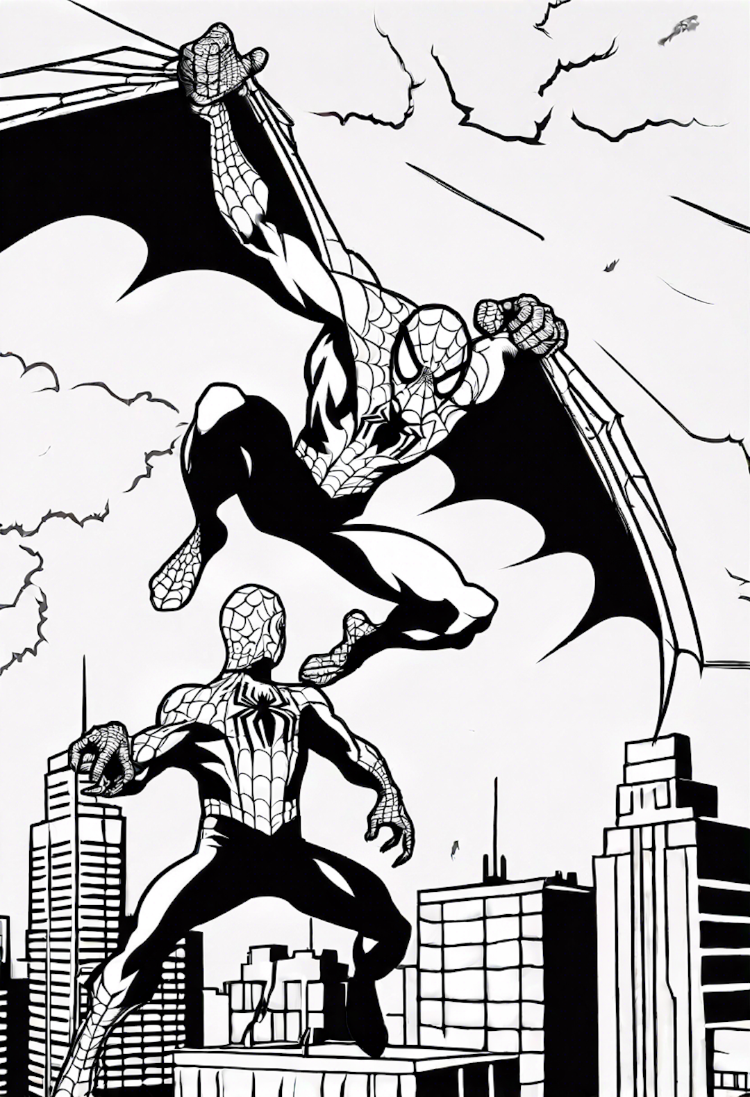 Spiderman In A Standoff With Vulture In The Sky