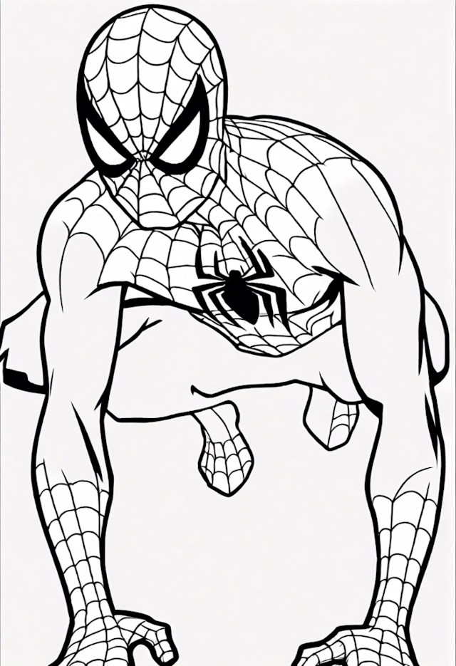 A coloring page of Spiderman In A Staring Contest With Cyclops