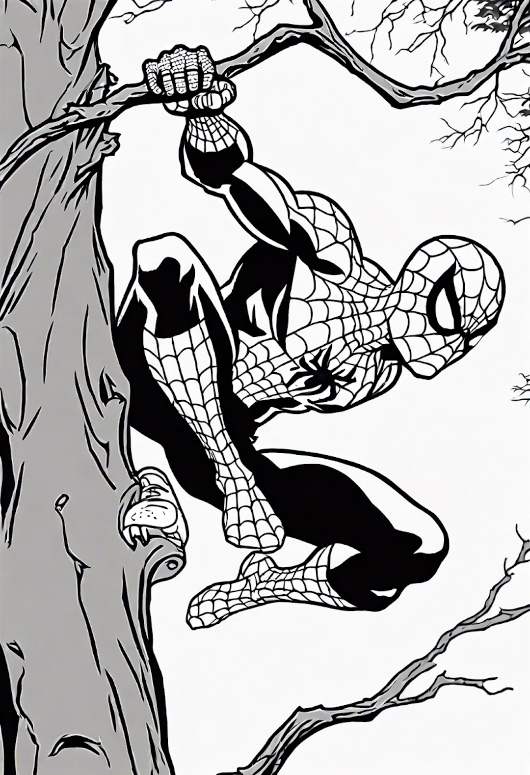 Spiderman Saving A Cat From A Tree
