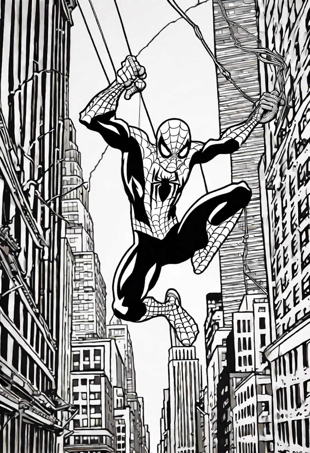 Spiderman Swinging Through New York City