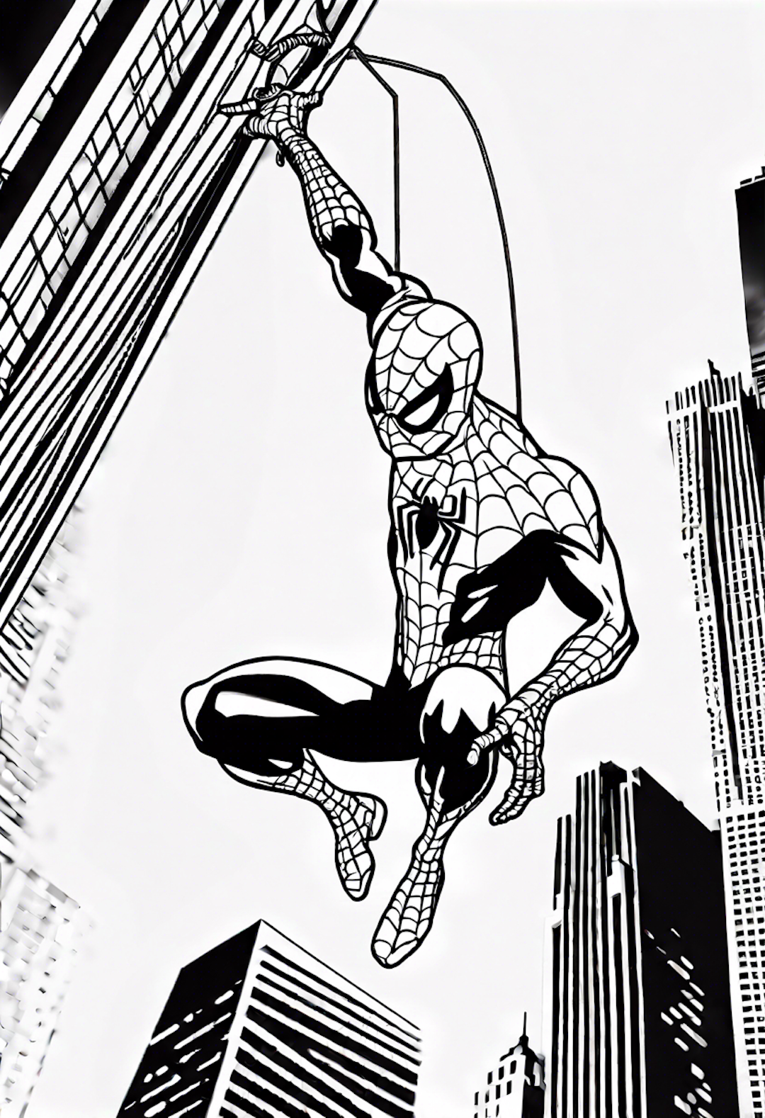 Spiderman Swinging Through The Skyscrapers