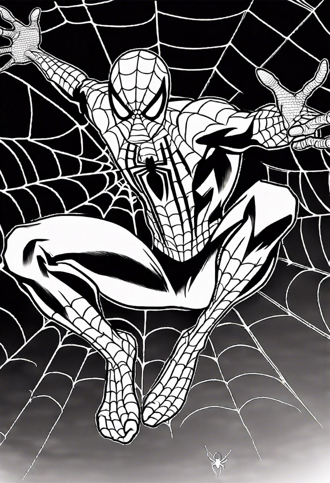 Spiderman Web Slinging Under The Moonlight