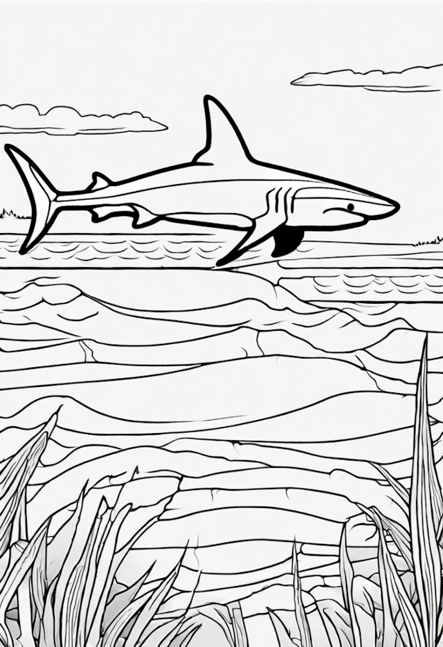 A coloring page of Spinner Shark