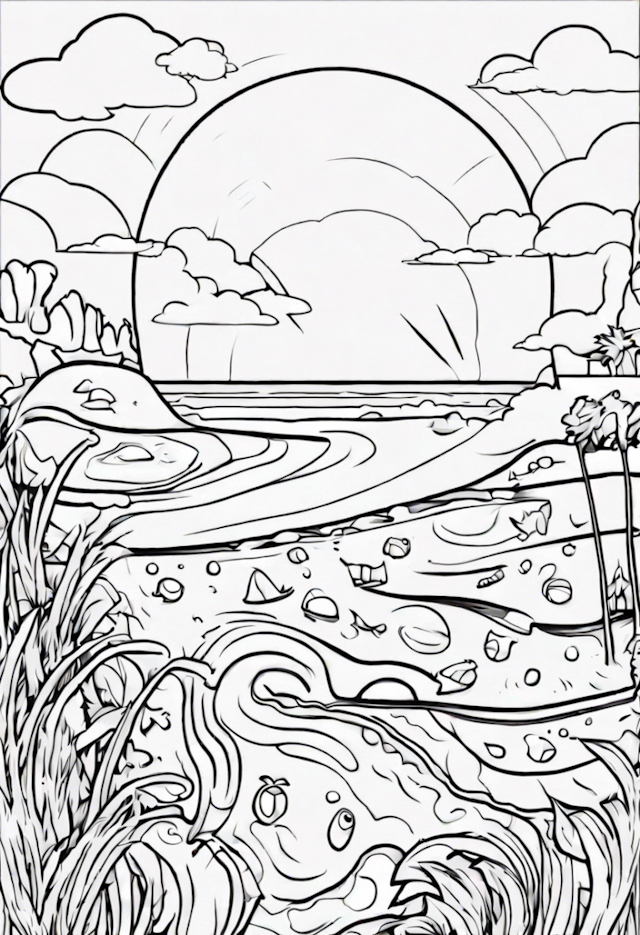 A coloring page of Summer