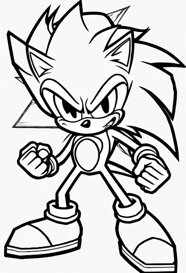 A coloring page of Super Sonic