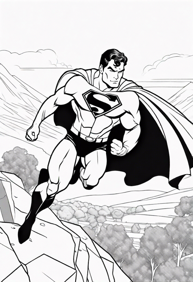 A coloring page of Superman
