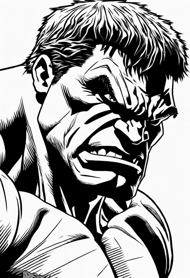A coloring page of The Hulk