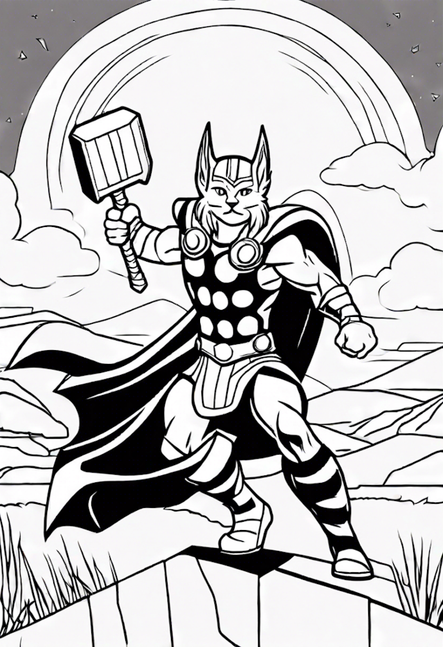 A coloring page of Thor
