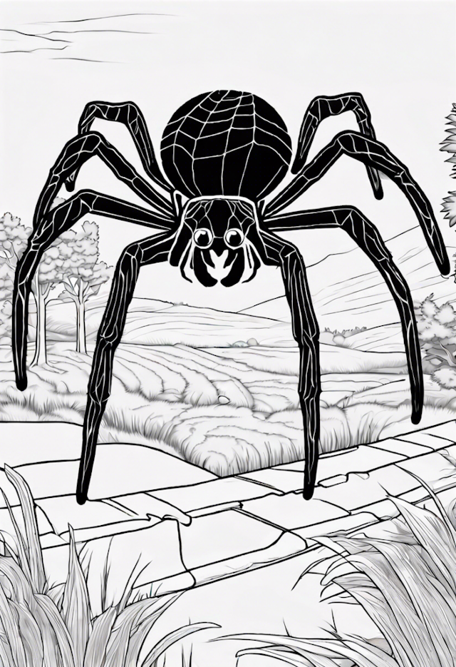 A coloring page of Trapdoor Spider