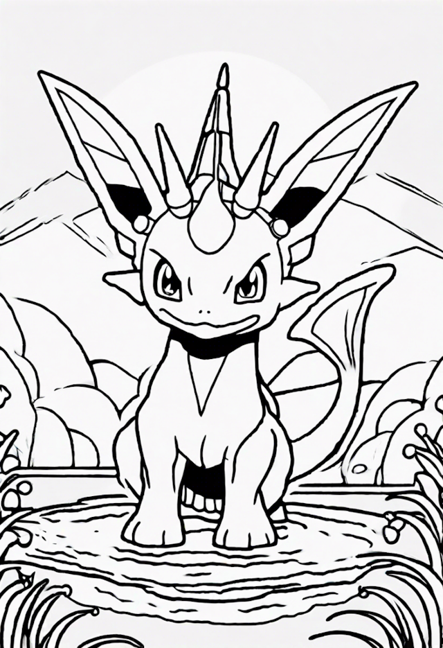 A coloring page of Vaporeon