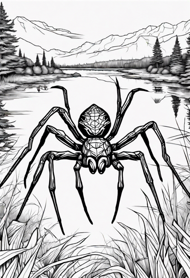 A coloring page of Wolf Spider