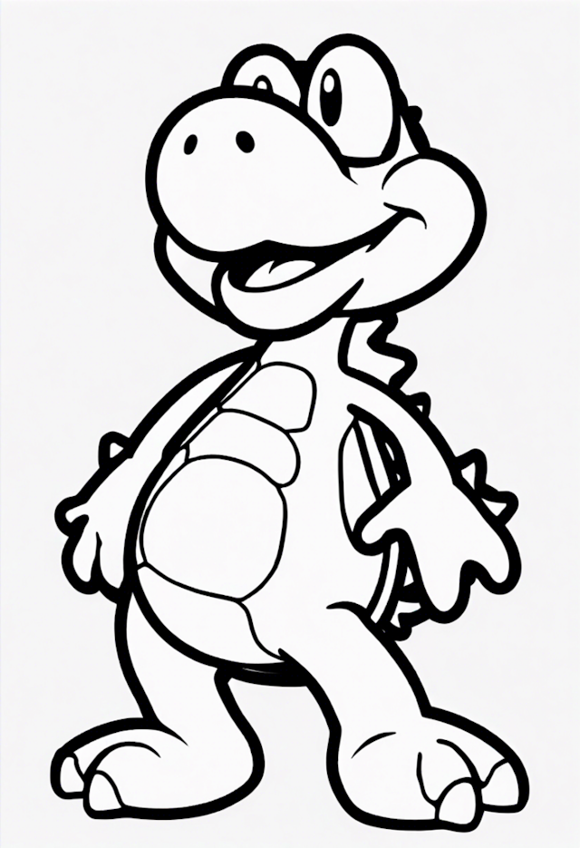 A coloring page of Yoshi