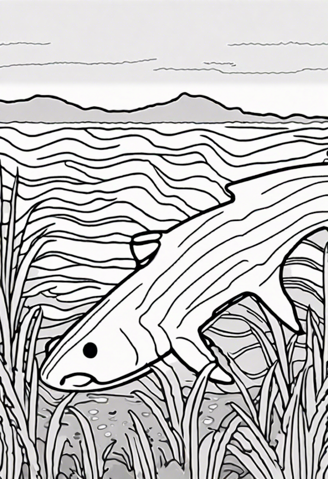 A coloring page of Zebra Shark