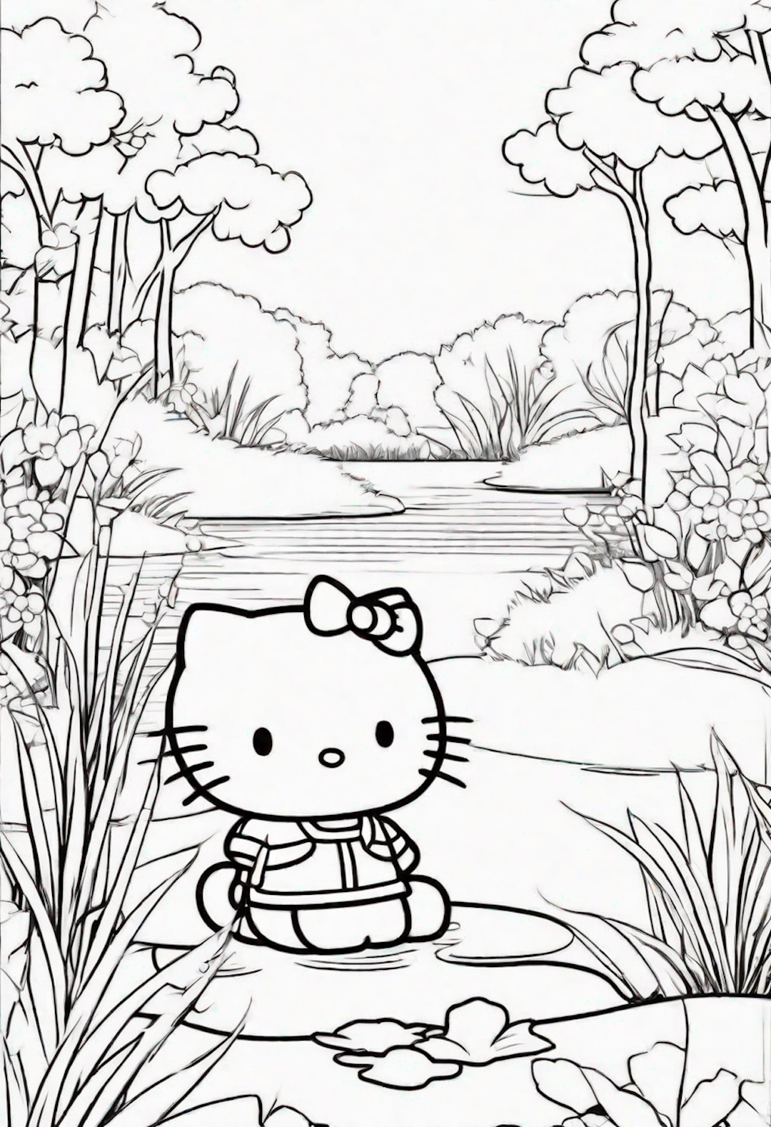 Hello Kitty at a Pond