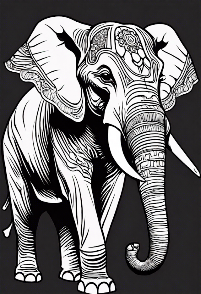 A coloring page of Elephant