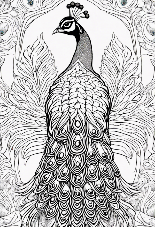 A coloring page of Peacock