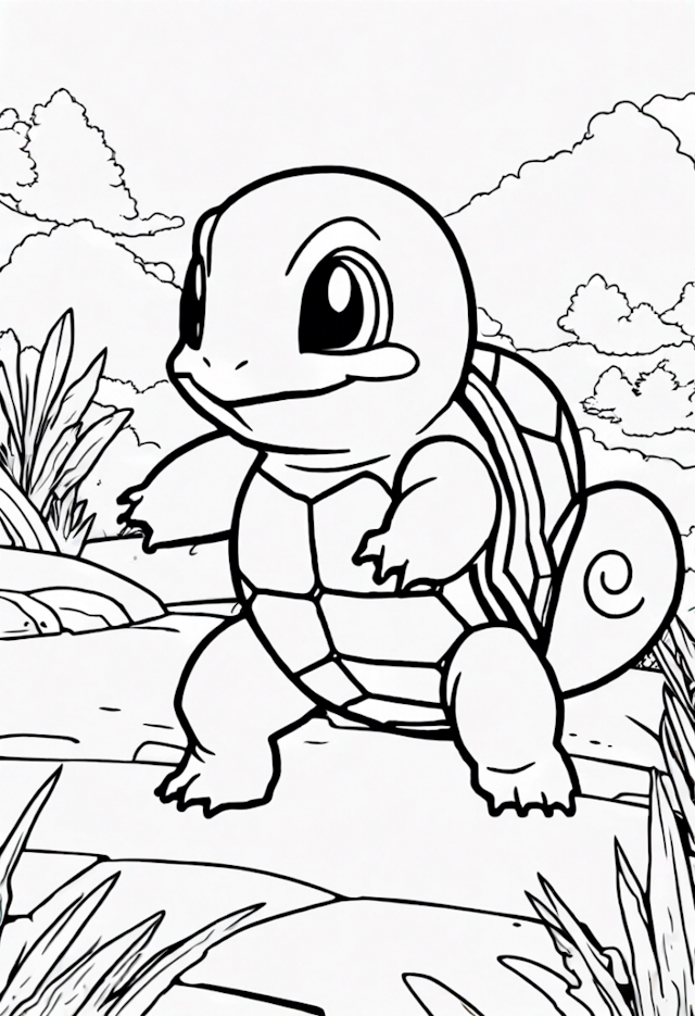A coloring page of Squirtle