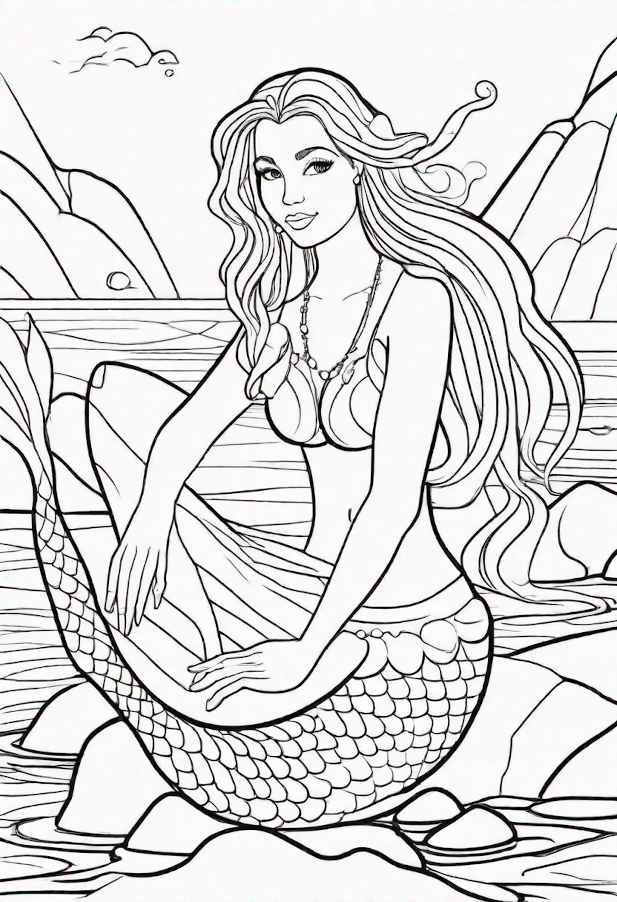 A coloring page for 1 Mermaid coloring pages