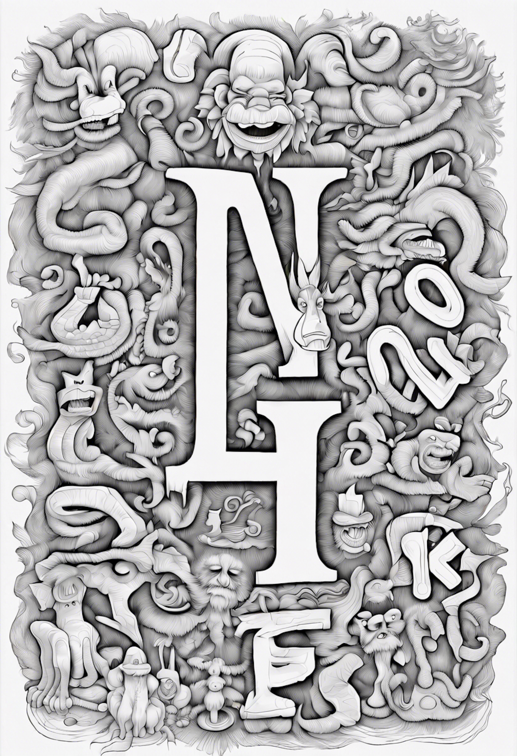 A coloring page for 1 Alphabet Lore coloring pages
