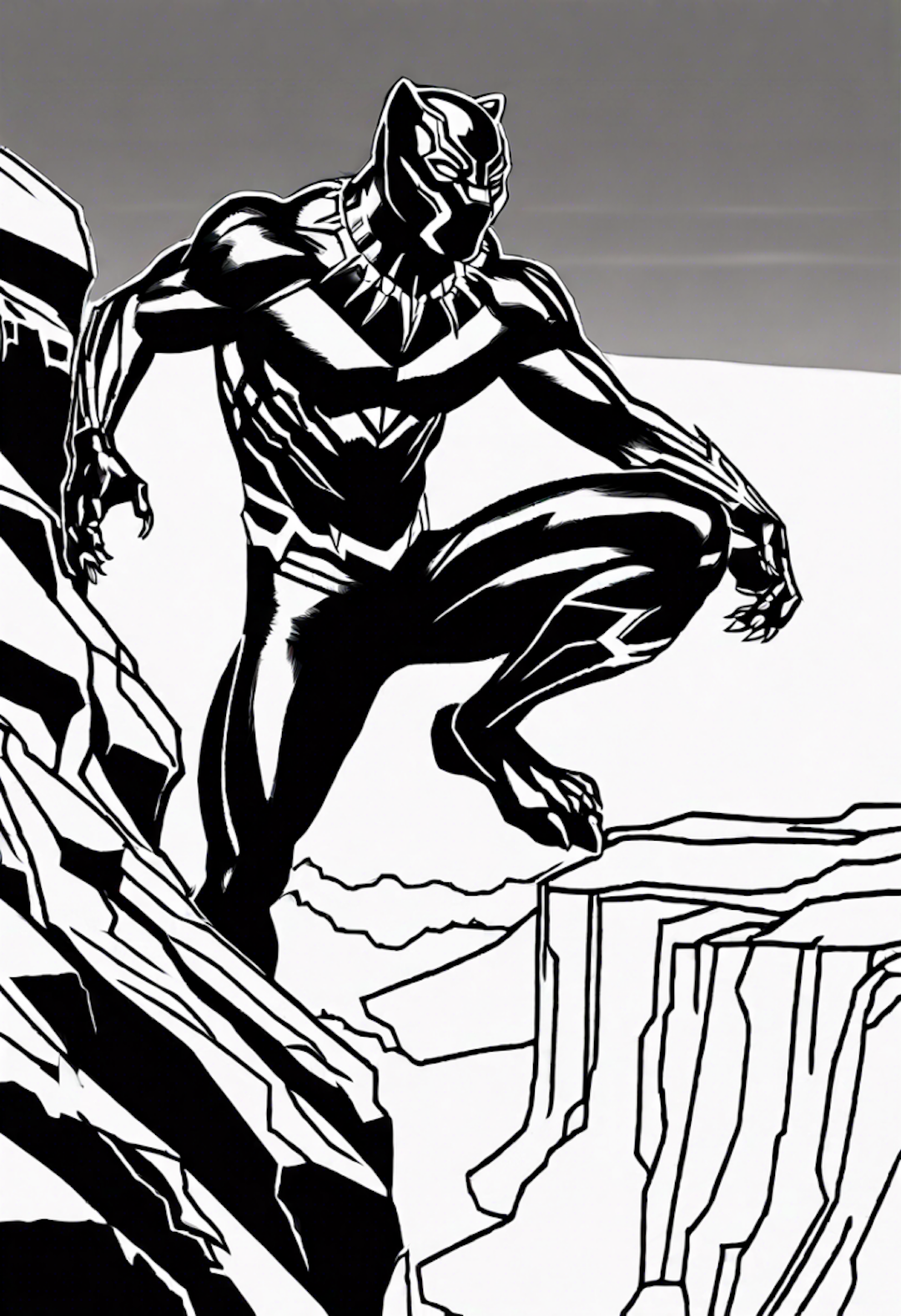Black Panther Looking Down On Wakanda From A Cliff coloring pages