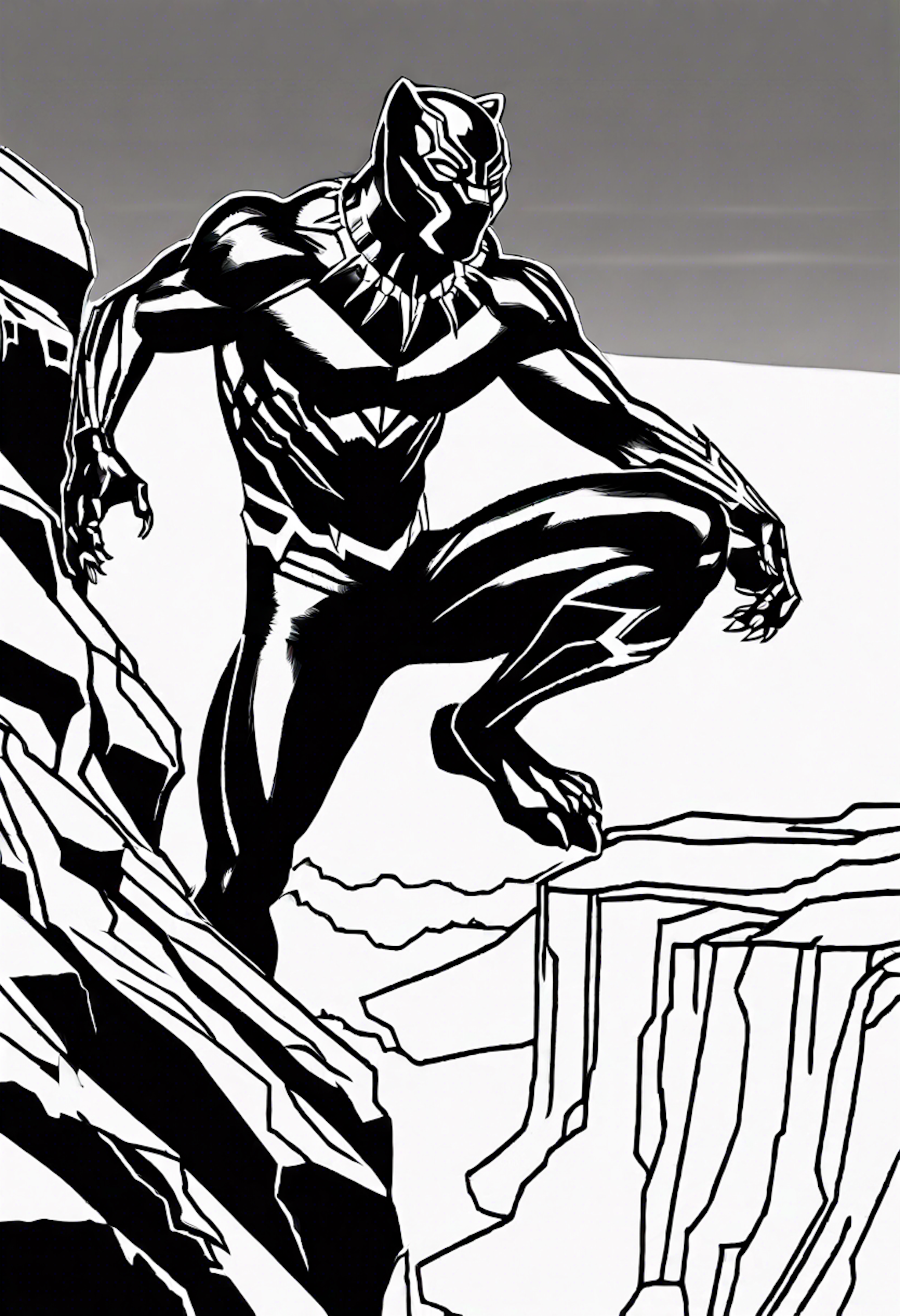 A coloring page for 4 Black Panther coloring pages