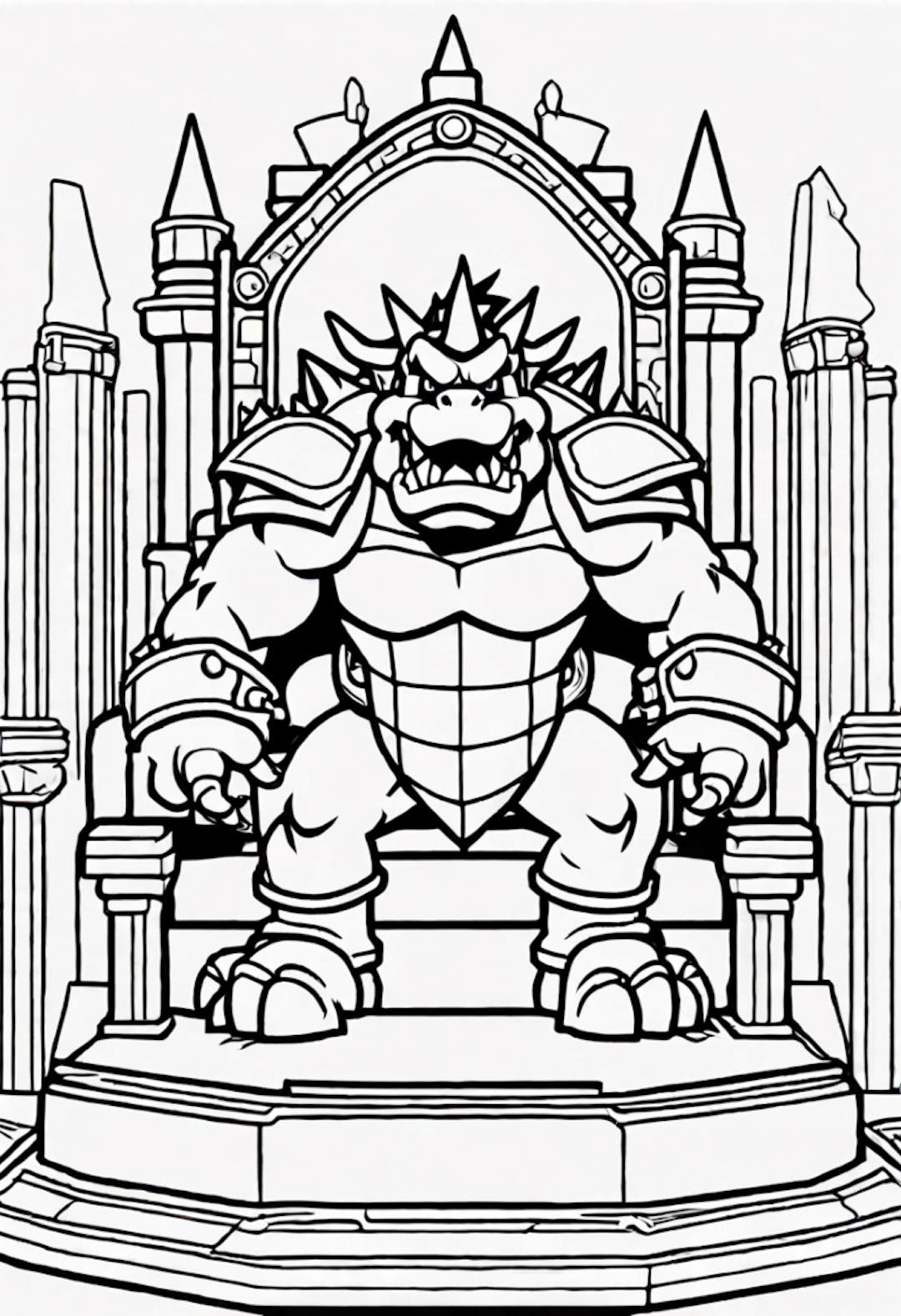 Bowser At The Bowsers Castle Throne Room coloring pages