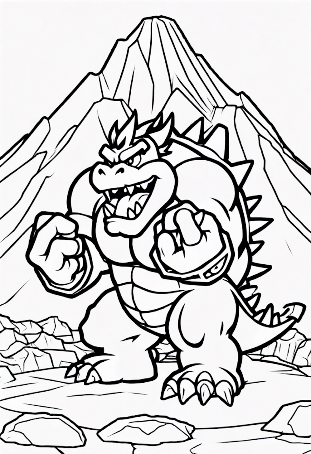 Bowser At The Volcano Lair coloring pages