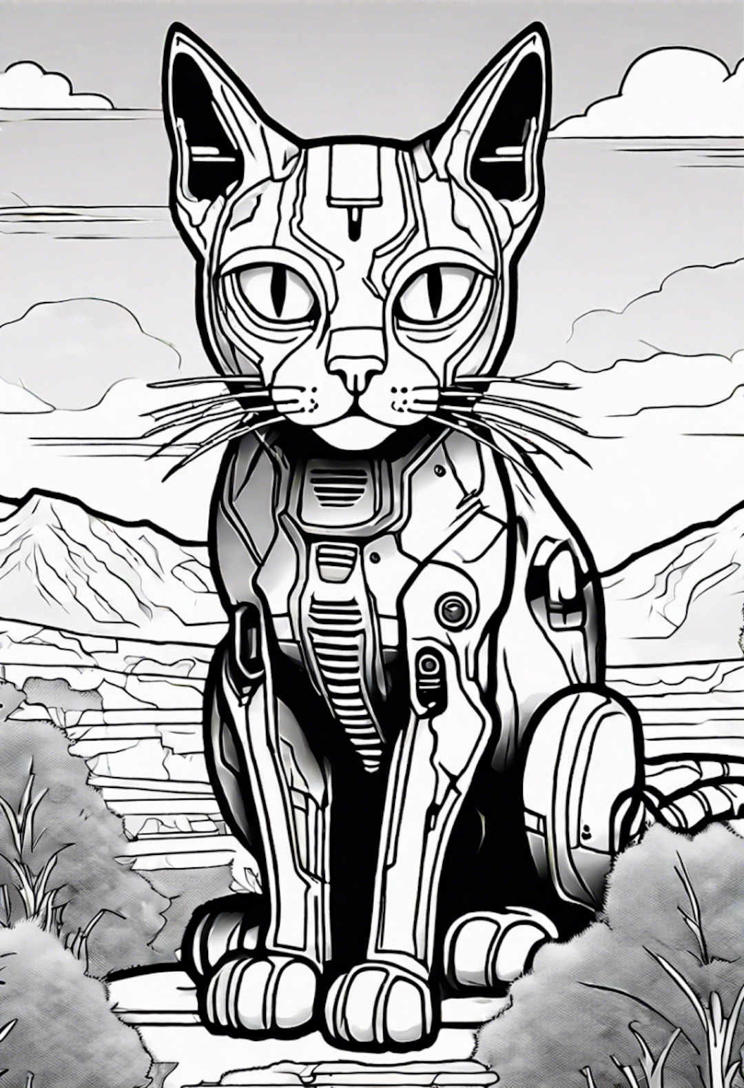 Cyborg Cat coloring pages