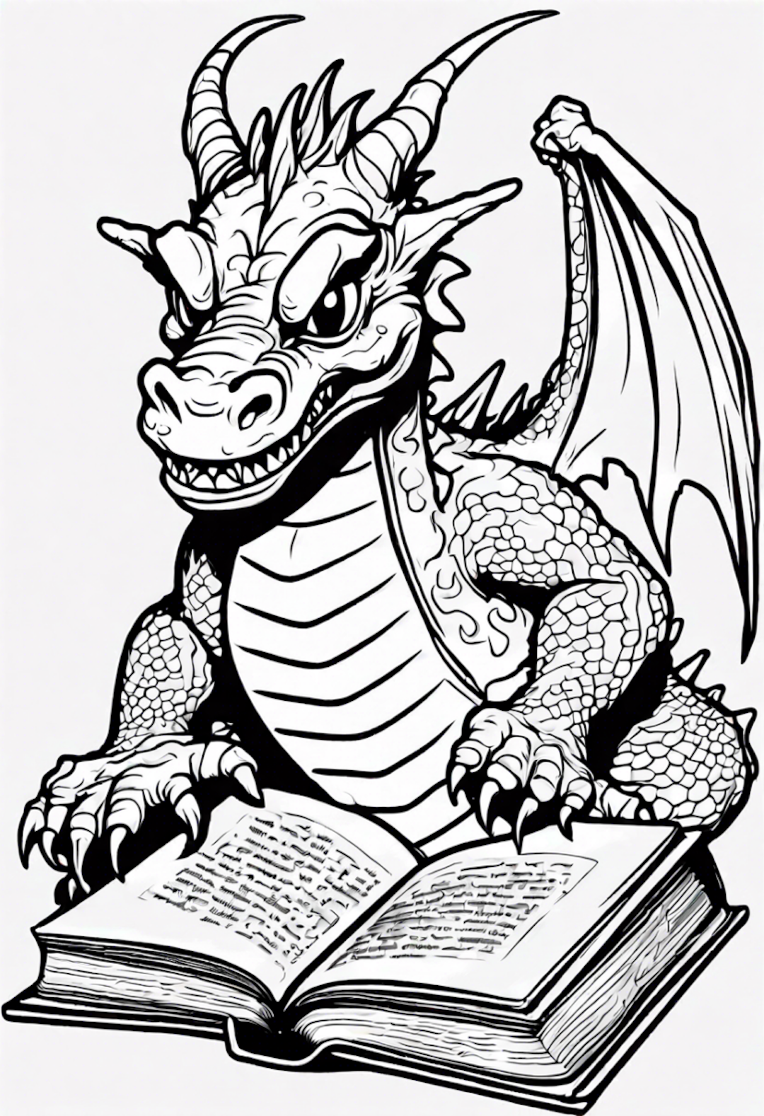 Dragon Reading A Magic Book coloring pages