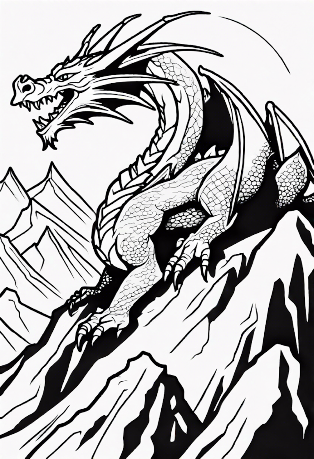 Dragon Sleeping On A Mountain Peak coloring pages