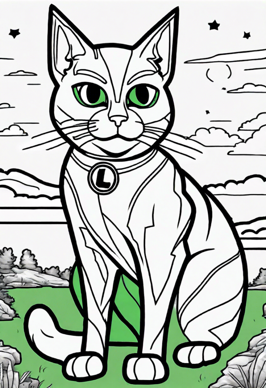 Green Lantern Cat coloring pages