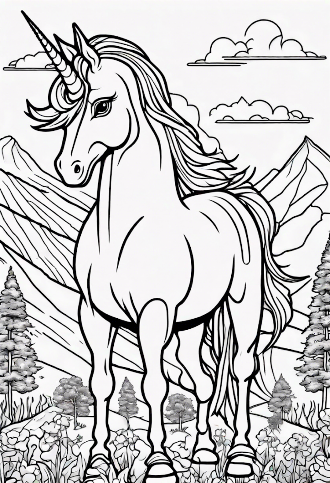 Happy Unicorn coloring pages