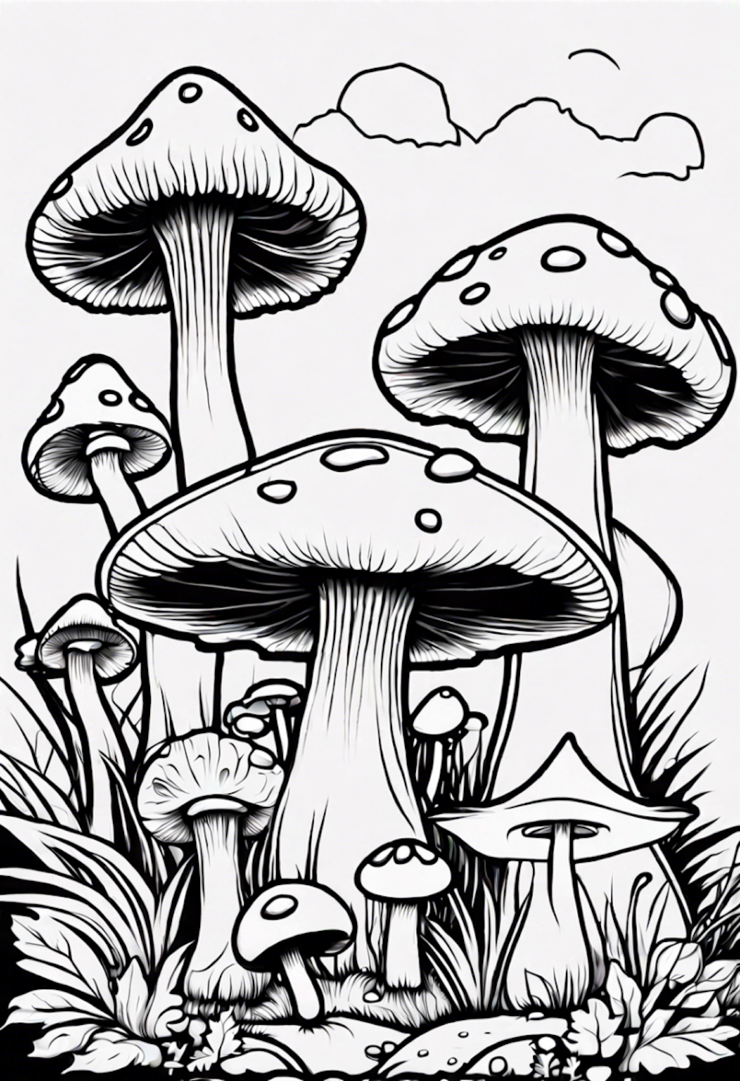 Mushroom Village coloring pages